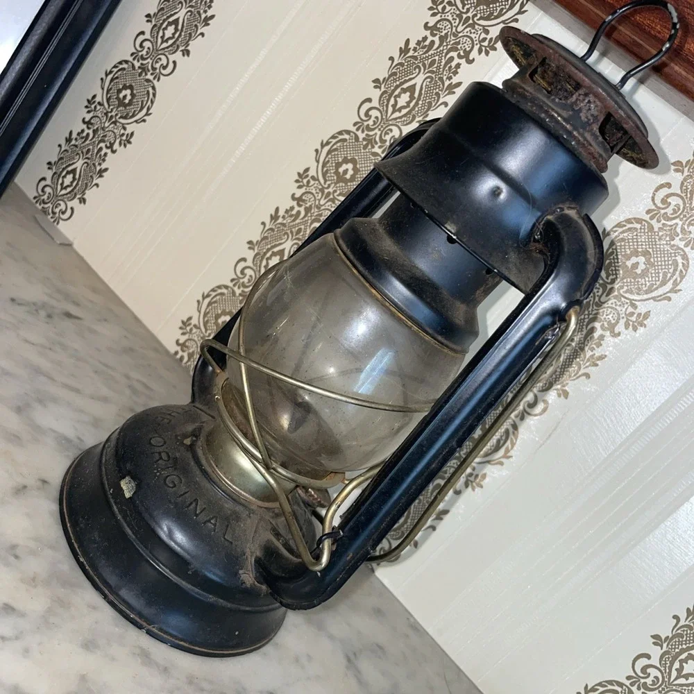 Original‎ Dietz 76 Black Metal Lantern Glass Shade Grid Loss Camping ER Light